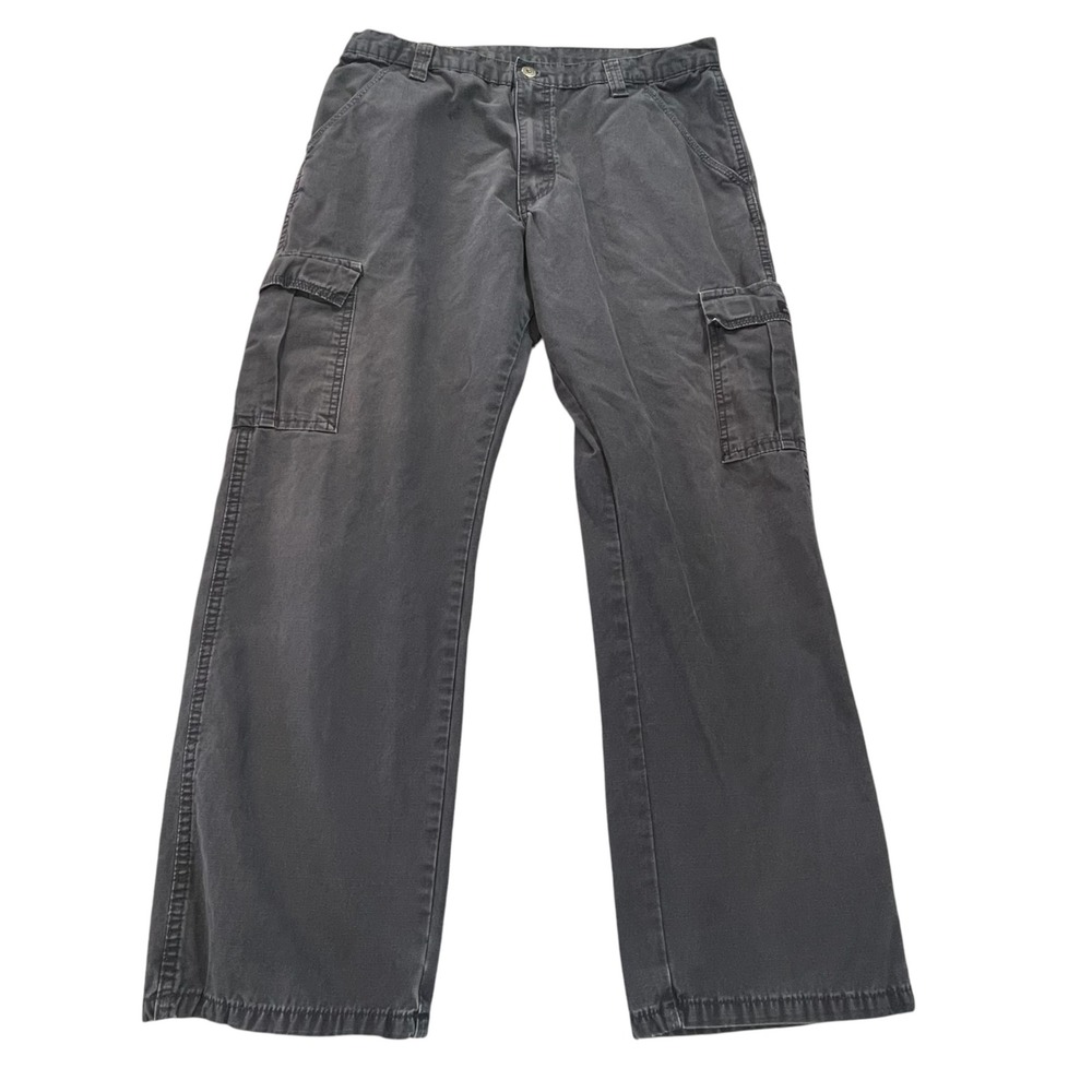 Wrangler Mens Ripstop Cargo Pants Faded Blue Distressed Workwear 34x29 70L3WNV